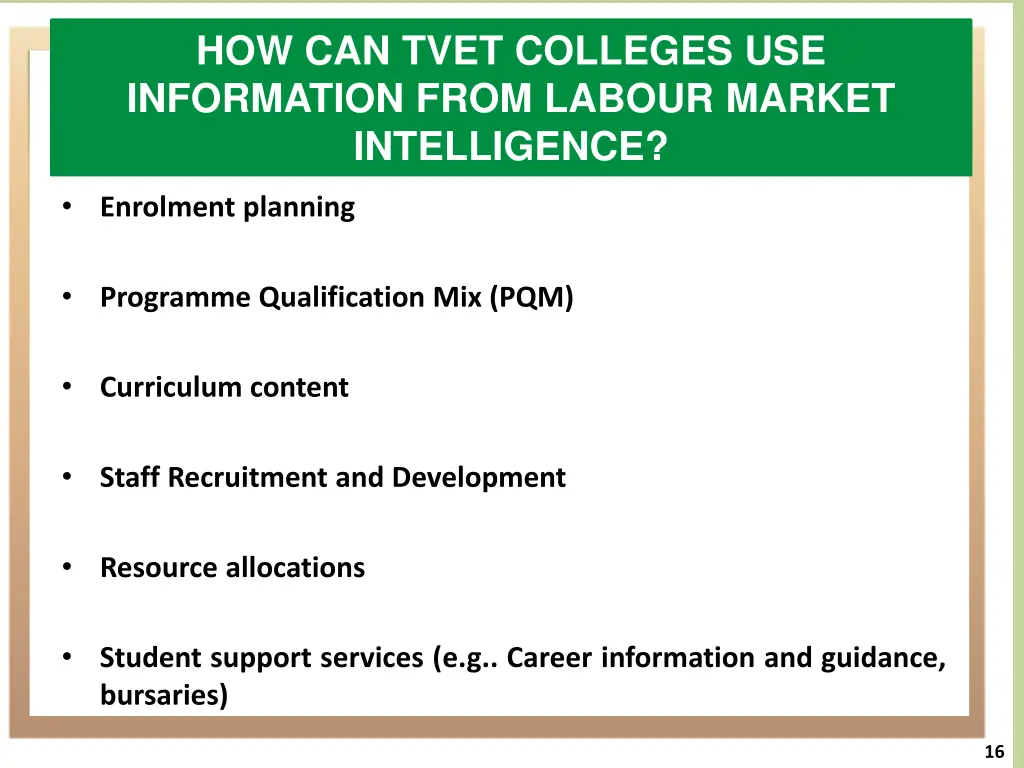 how can tvet colleges use information from labour