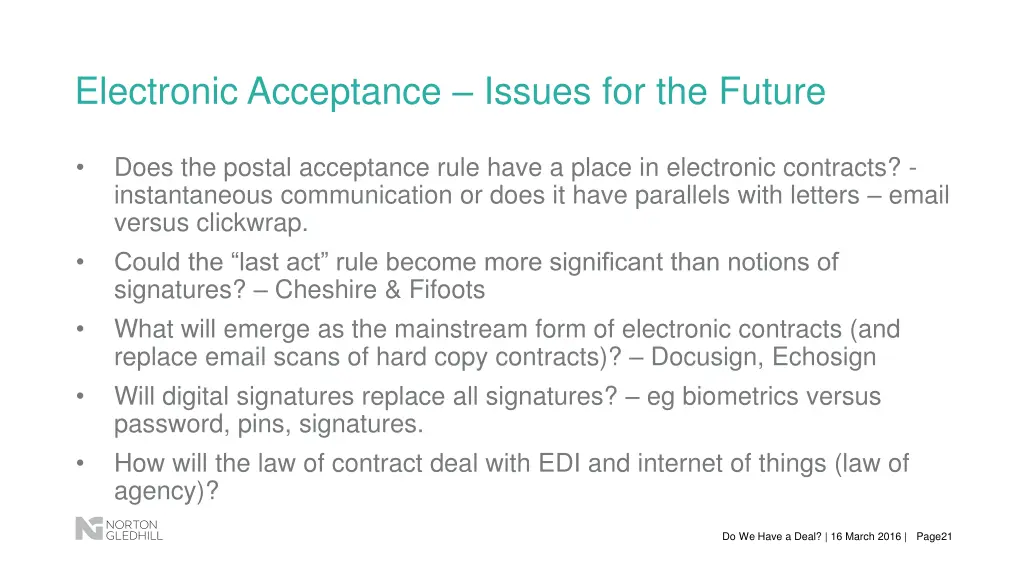electronic acceptance issues for the future
