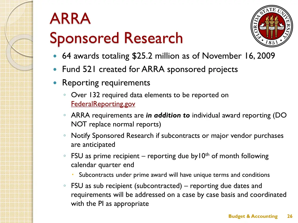 arra sponsored research 64 awards totaling