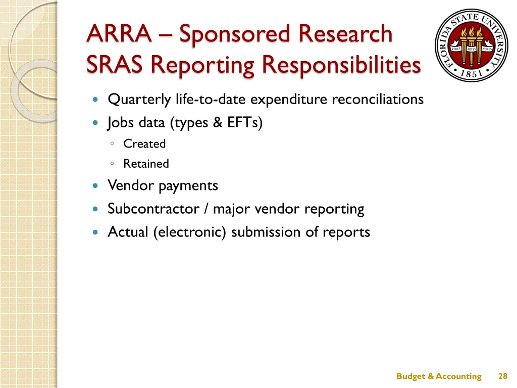 arra sponsored research sras reporting