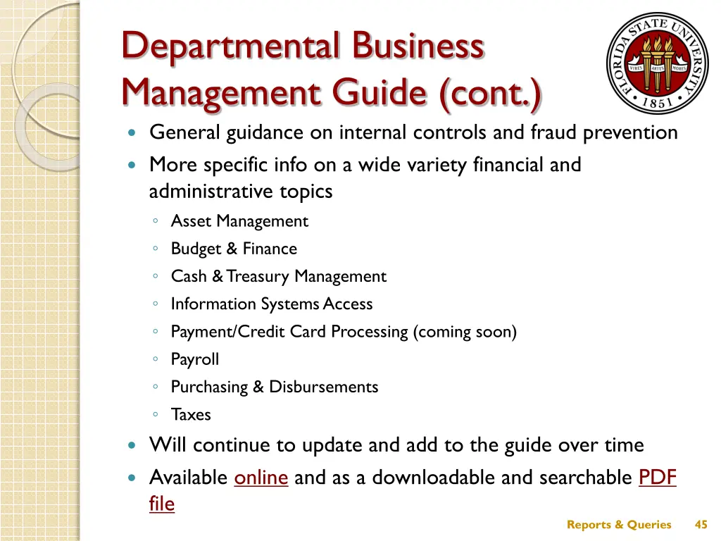 departmental business management guide cont