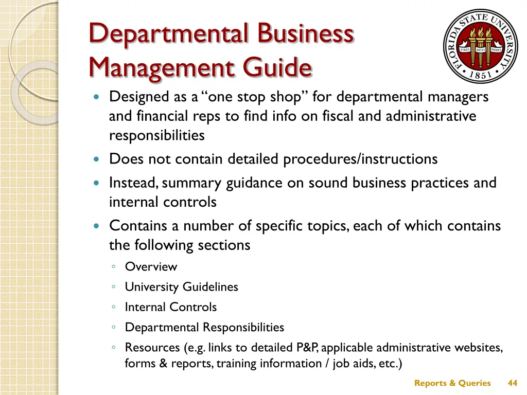 departmental business management guide designed