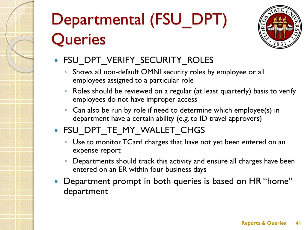 departmental fsu dpt queries