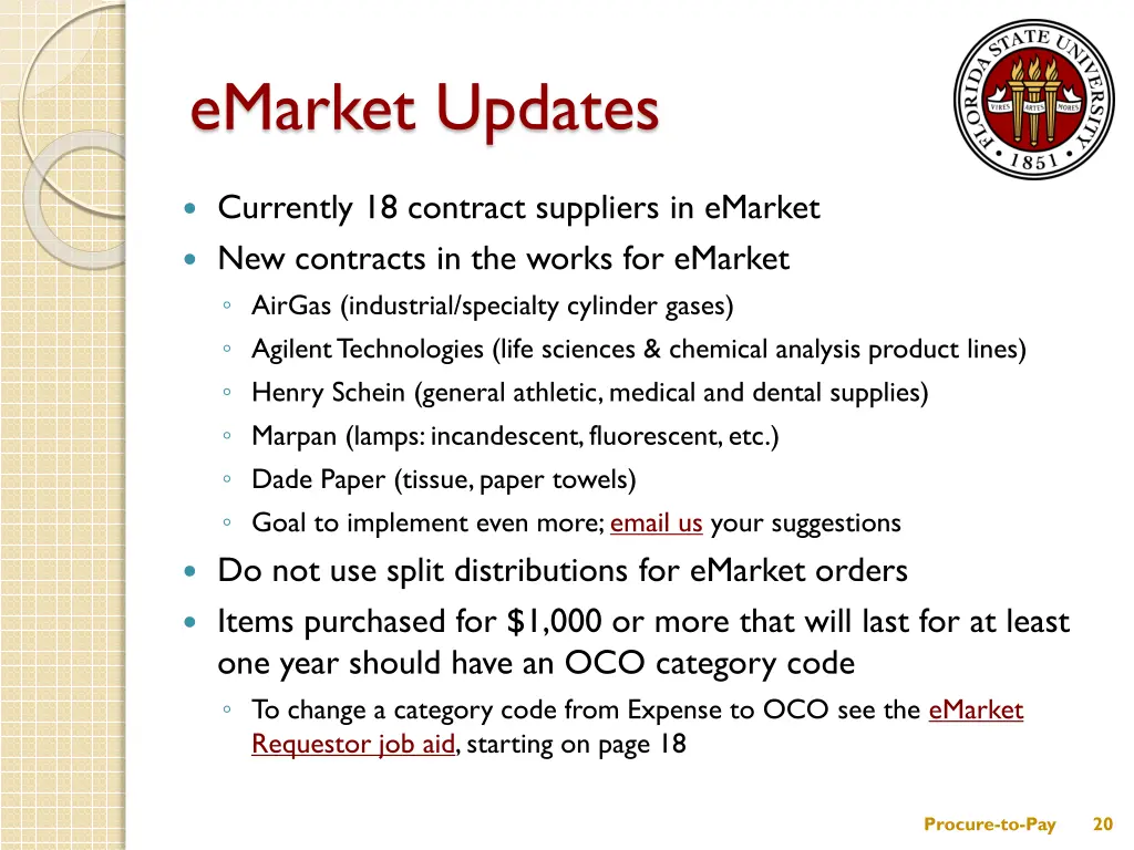 emarket updates