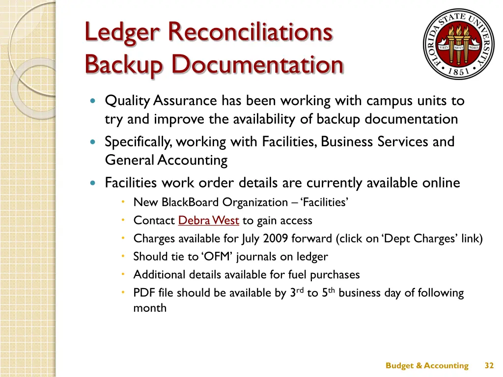 ledger reconciliations backup documentation