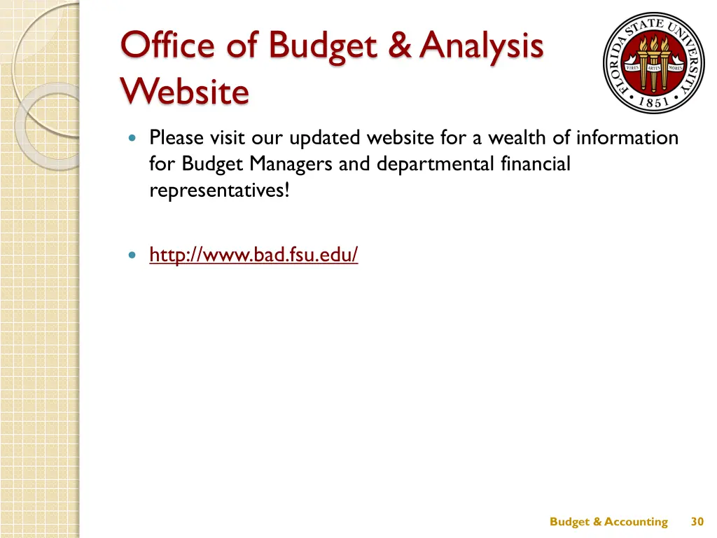 office of budget analysis website