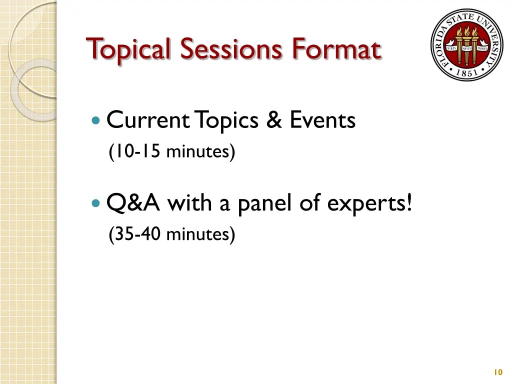 topical sessions format