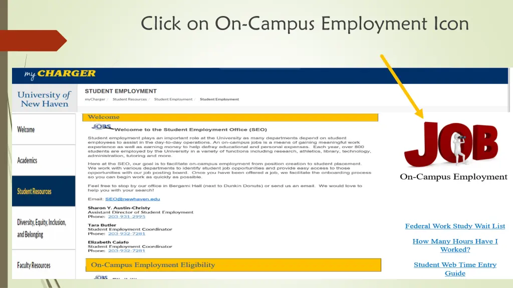 click on on campus employment icon