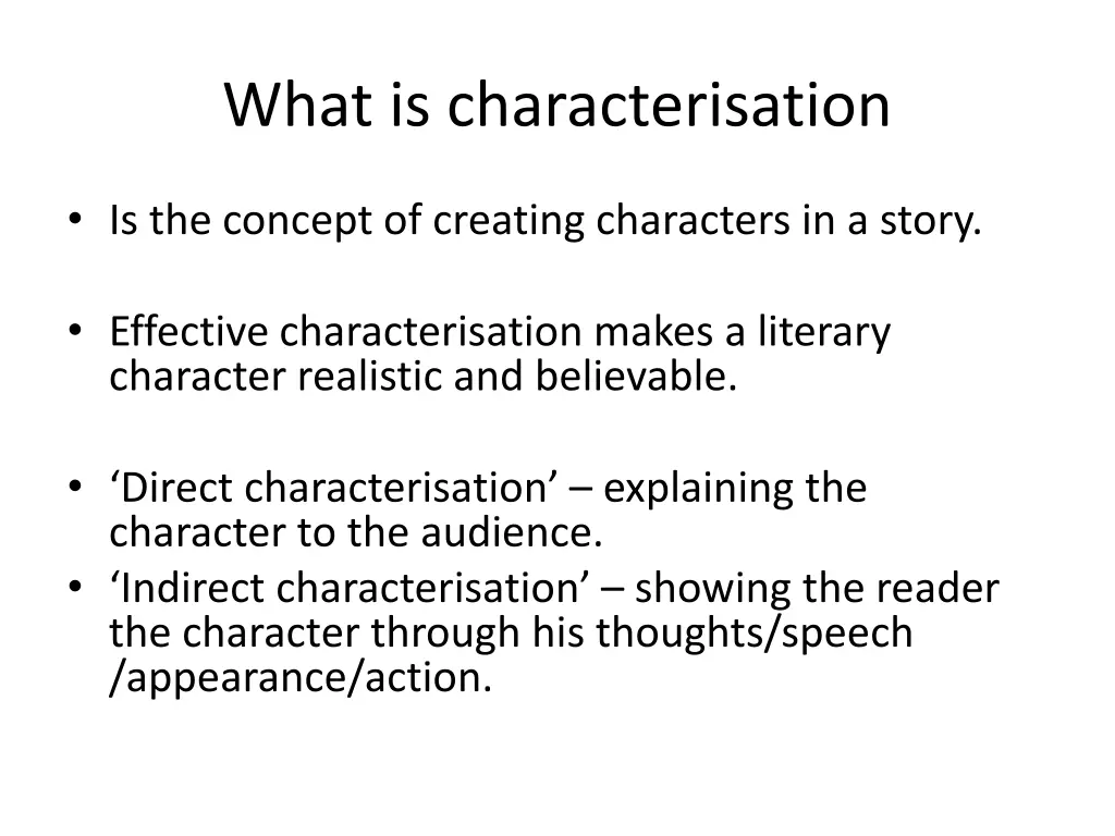 what is characterisation
