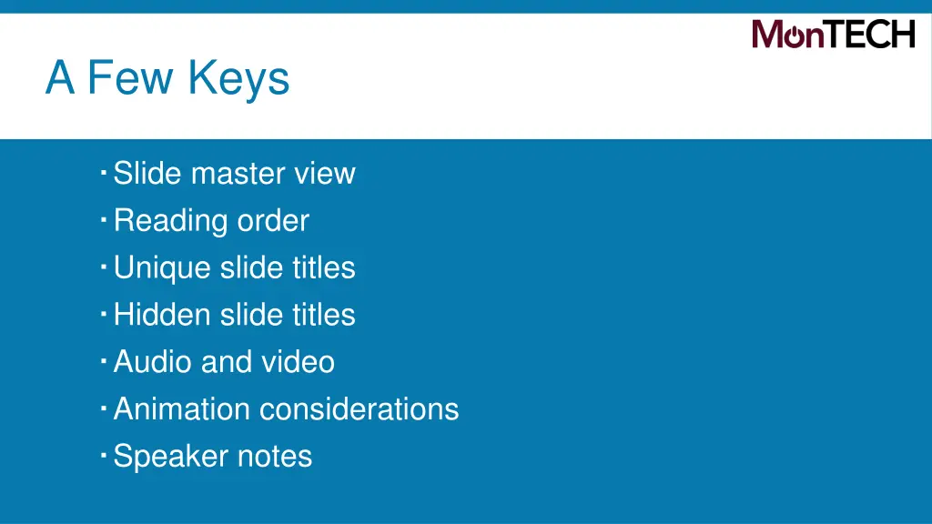 a few keys