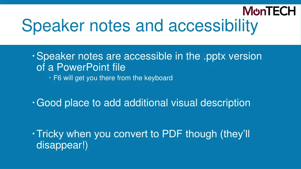 speaker notes and accessibility