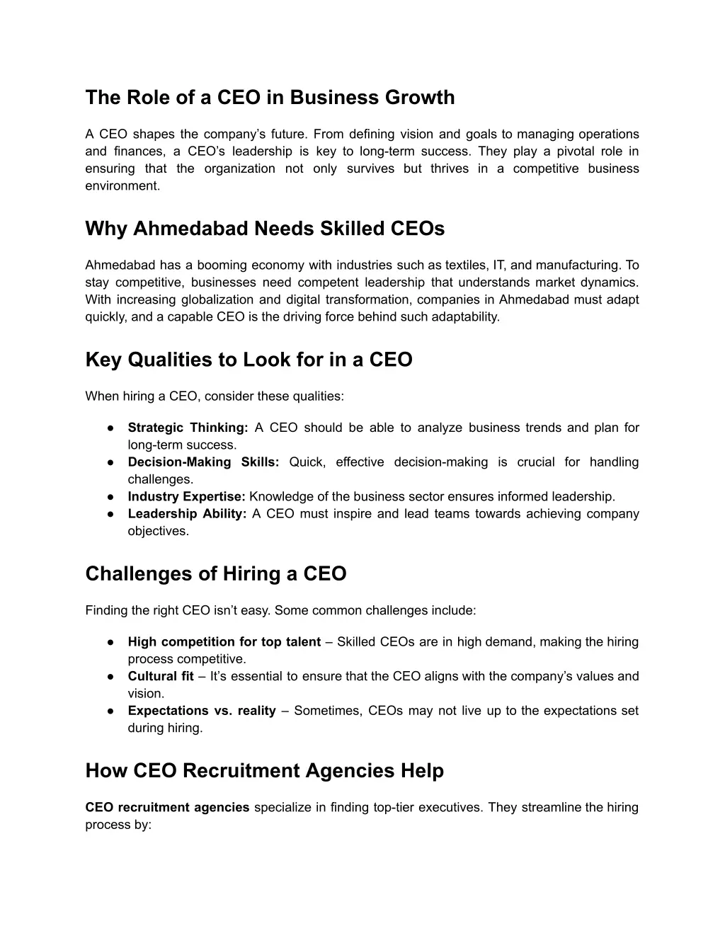 the role of a ceo in business growth