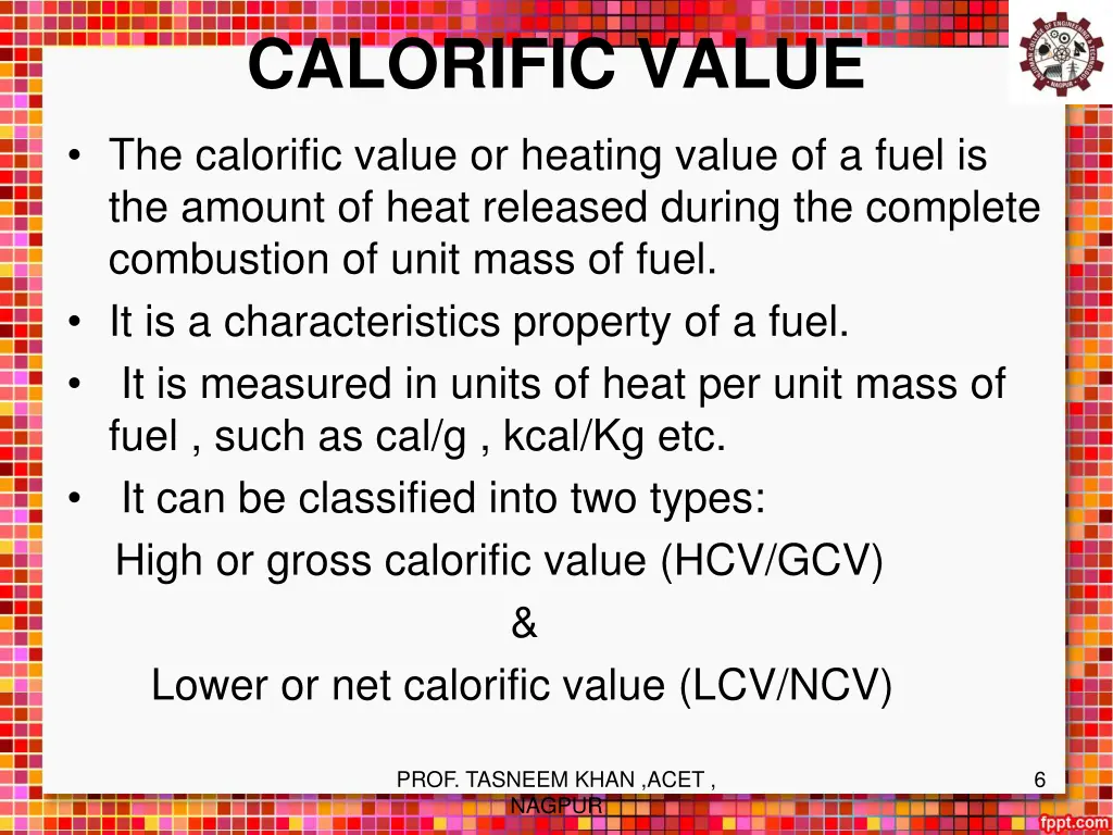 calorific value