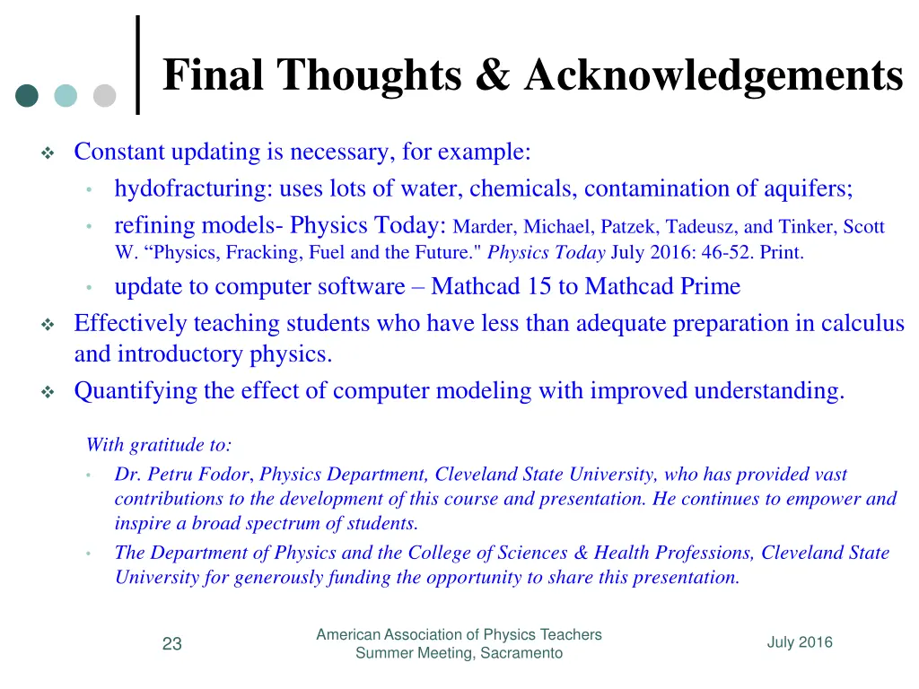 final thoughts acknowledgements