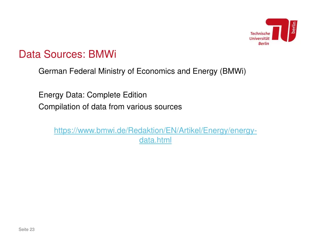 data sources bmwi