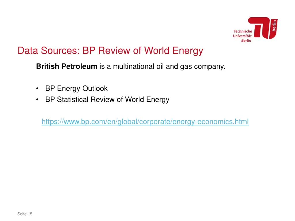 data sources bp review of world energy