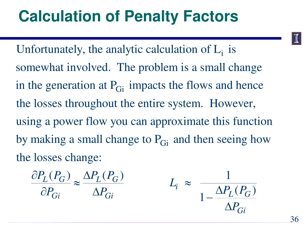 calculation of penalty factors