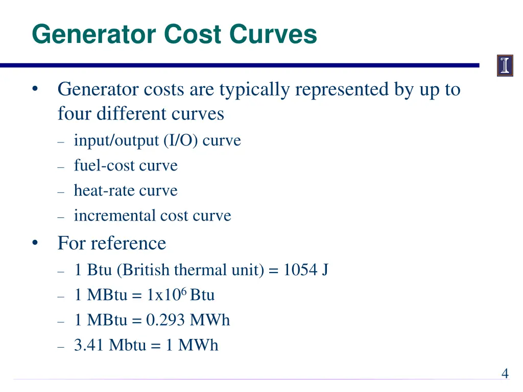generator cost curves