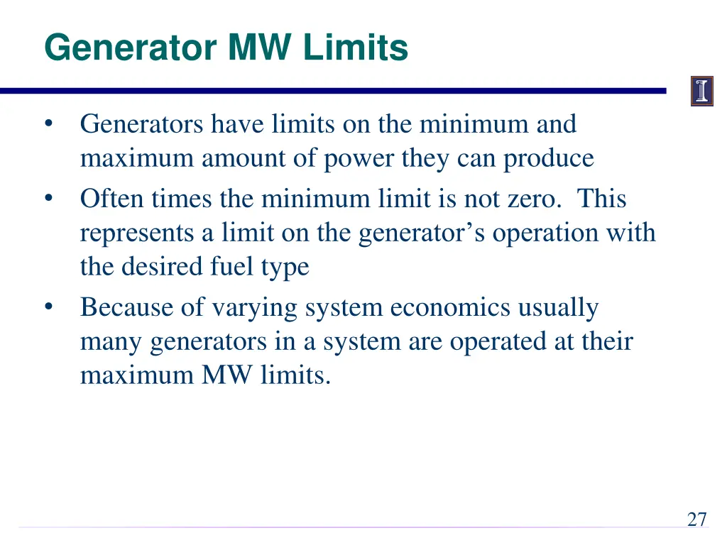 generator mw limits