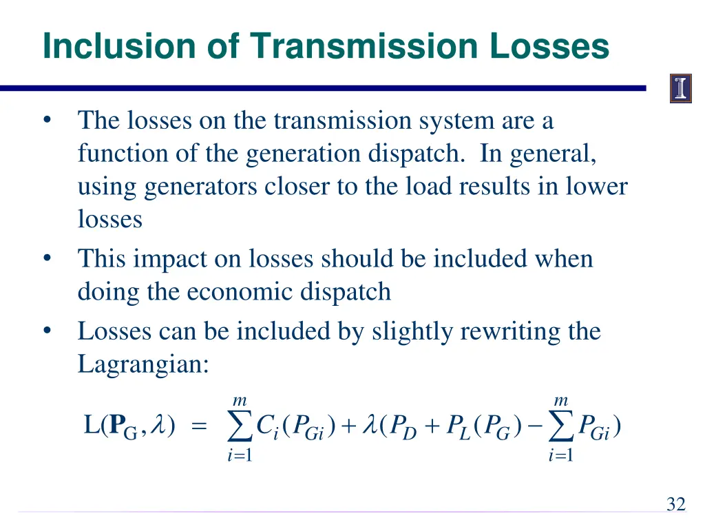 inclusion of transmission losses