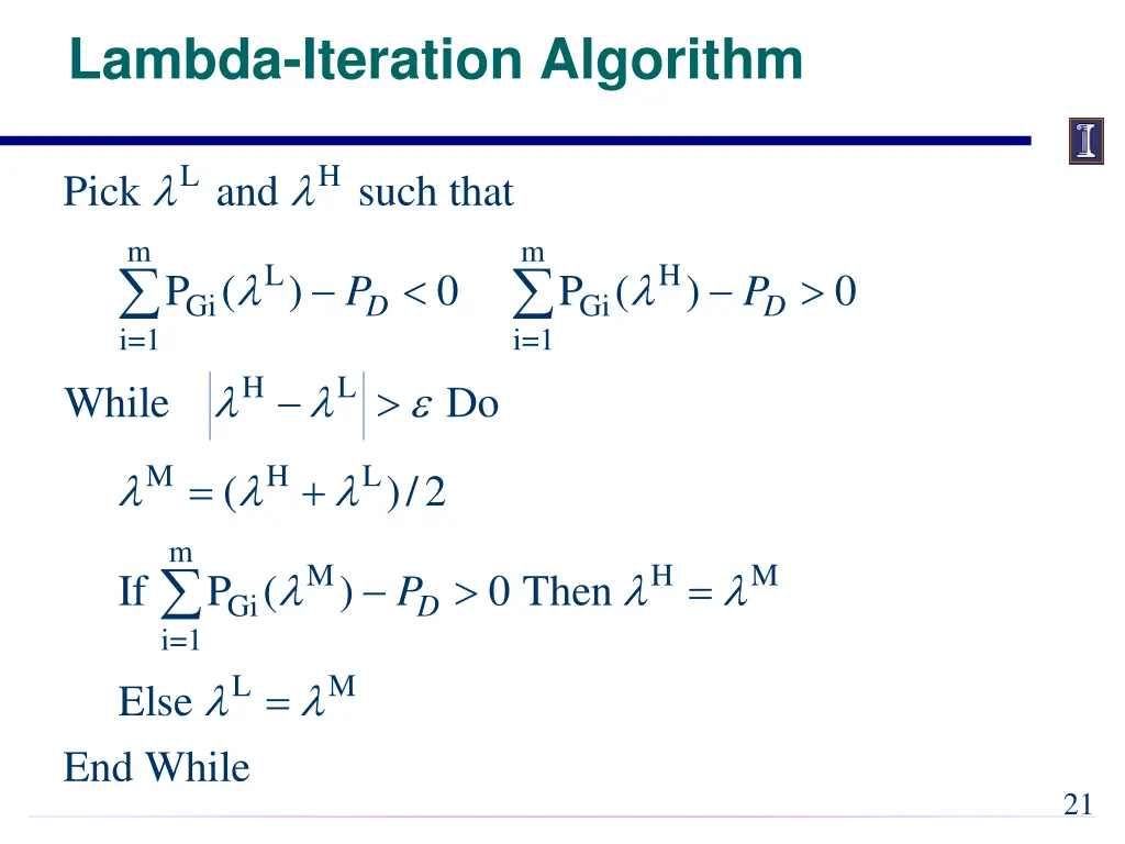 lambda iteration algorithm