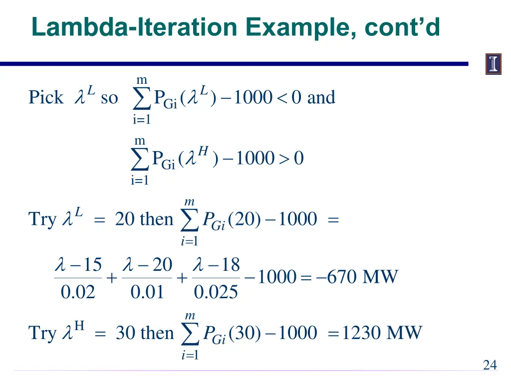 lambda iteration example cont d