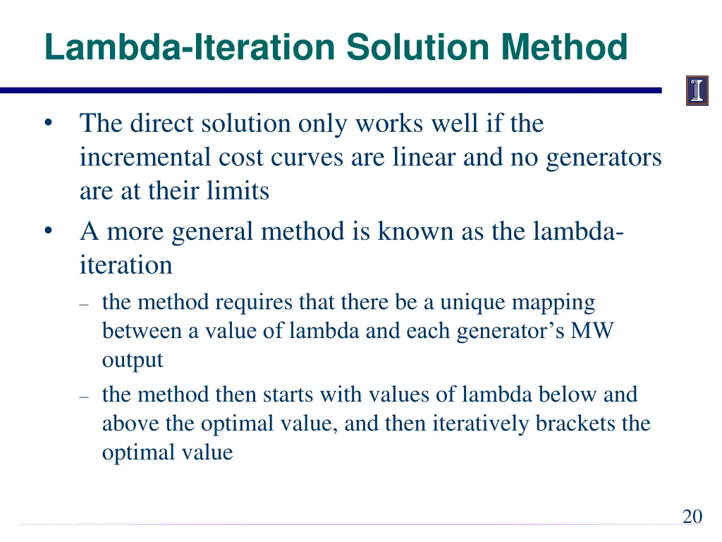 lambda iteration solution method