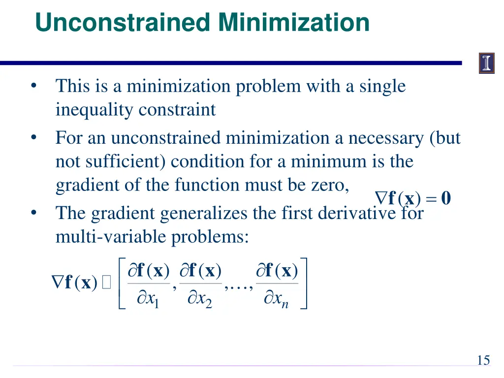 unconstrained minimization