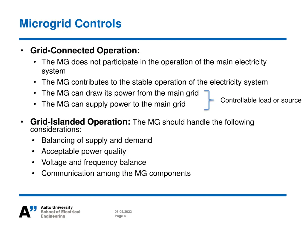microgrid controls