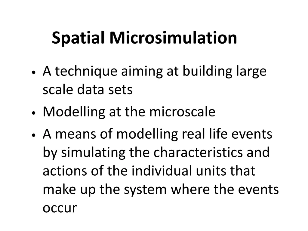 spatial microsimulation