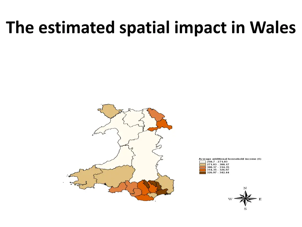 the estimated spatial impact in wales