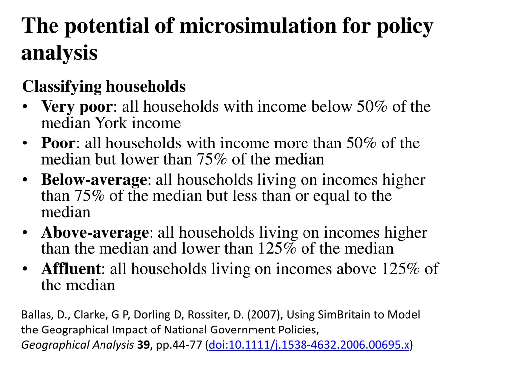 the potential of microsimulation for policy