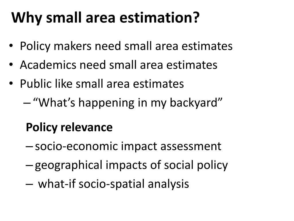 why small area estimation 1