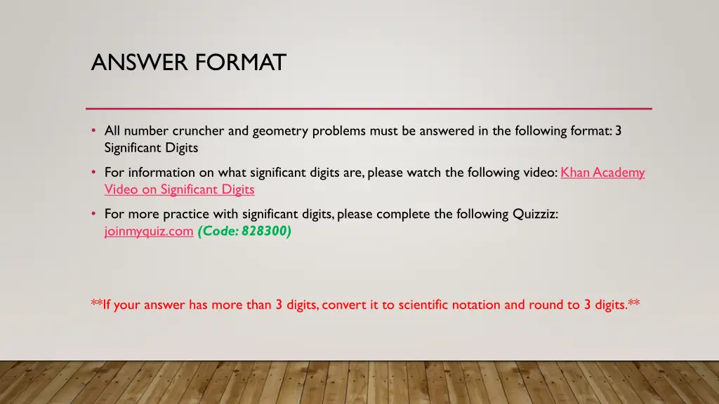 answer format