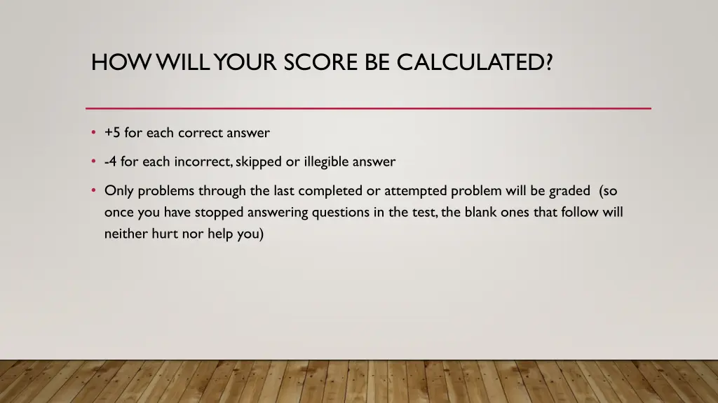 how will your score be calculated