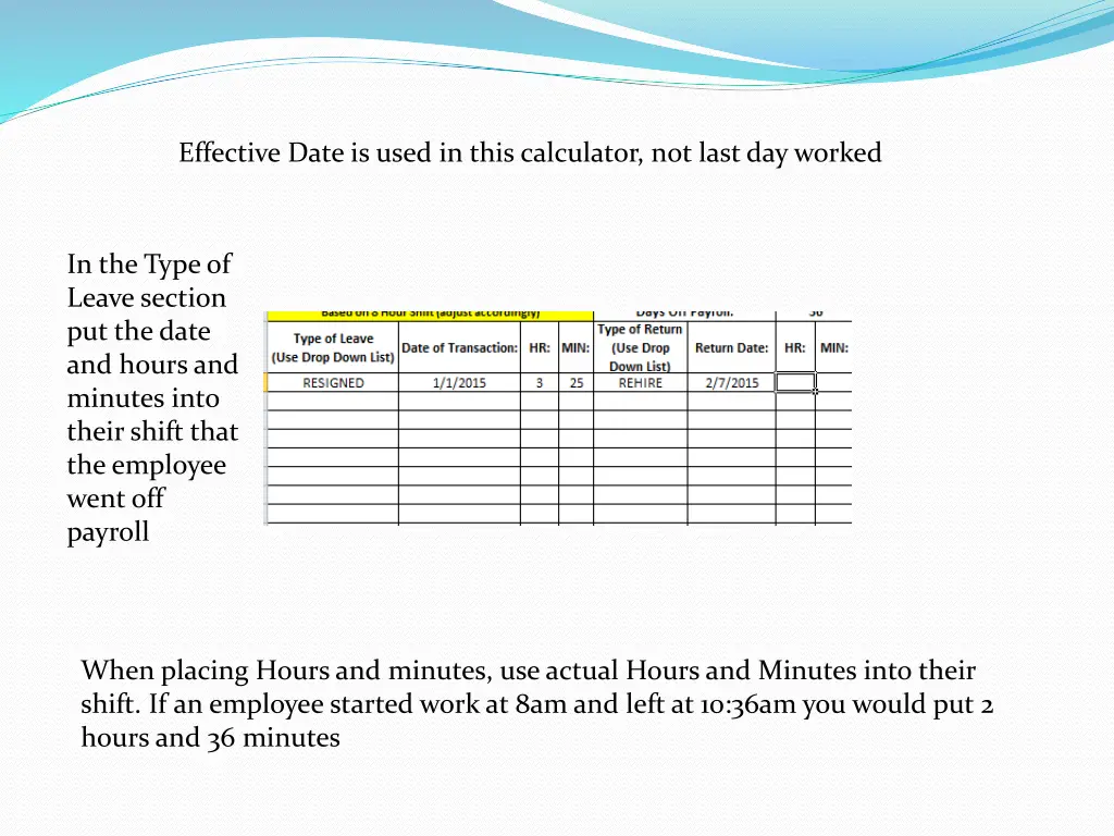 effective date is used in this calculator