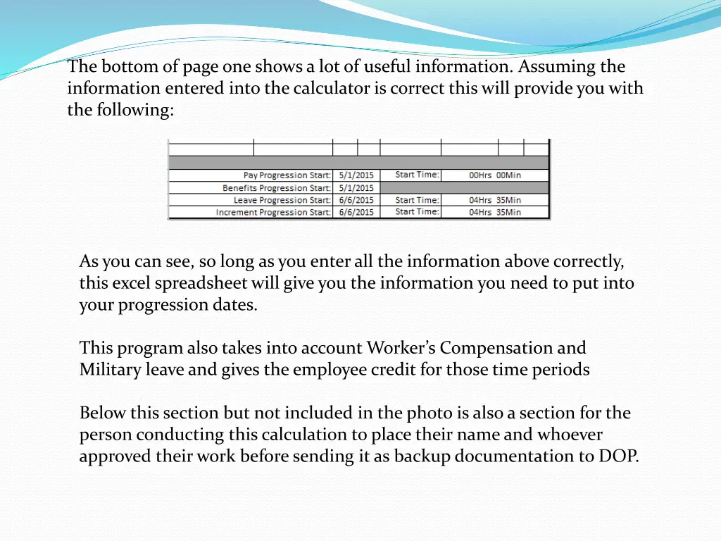 the bottom of page one shows a lot of useful