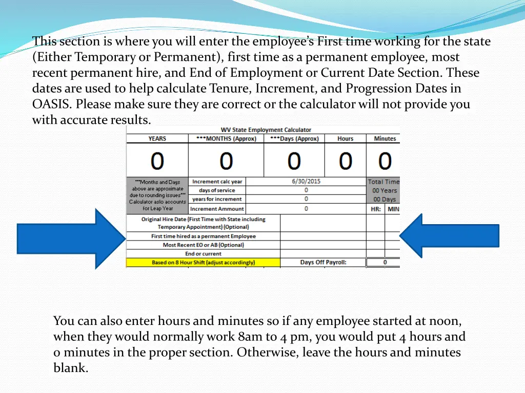 this section is where you will enter the employee