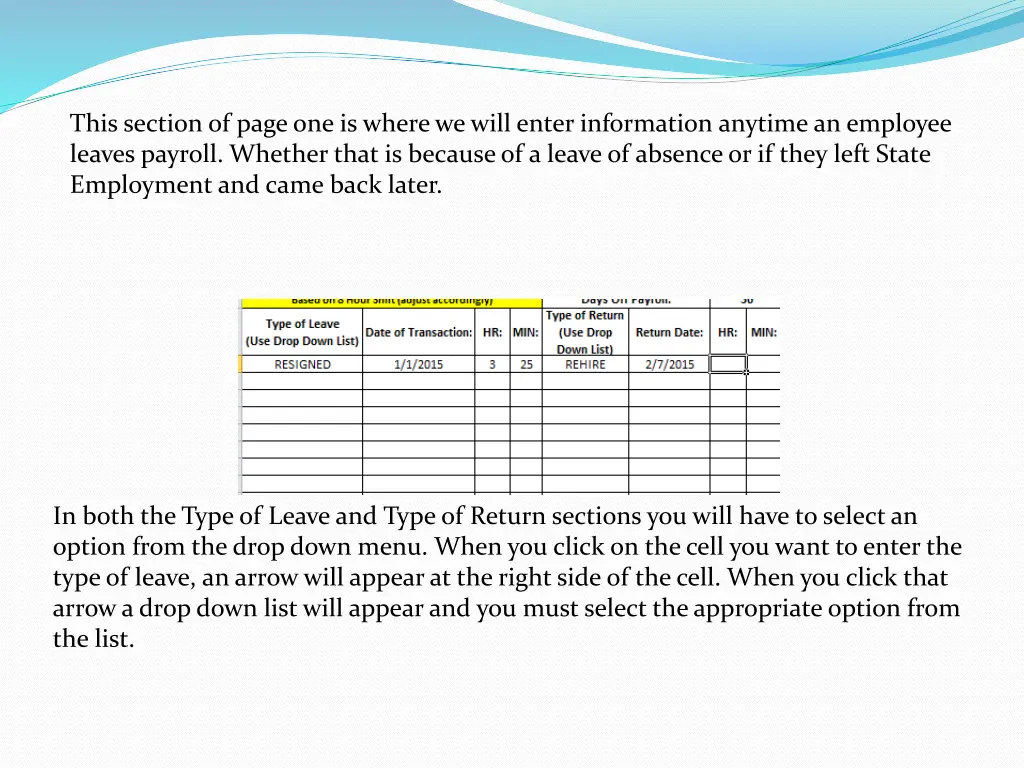 this section of page one is where we will enter