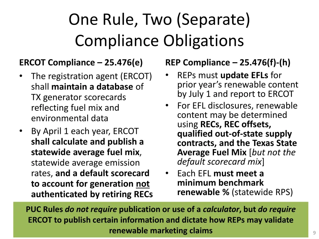 one rule two separate compliance obligations