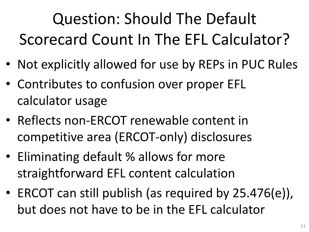 question should the default scorecard count