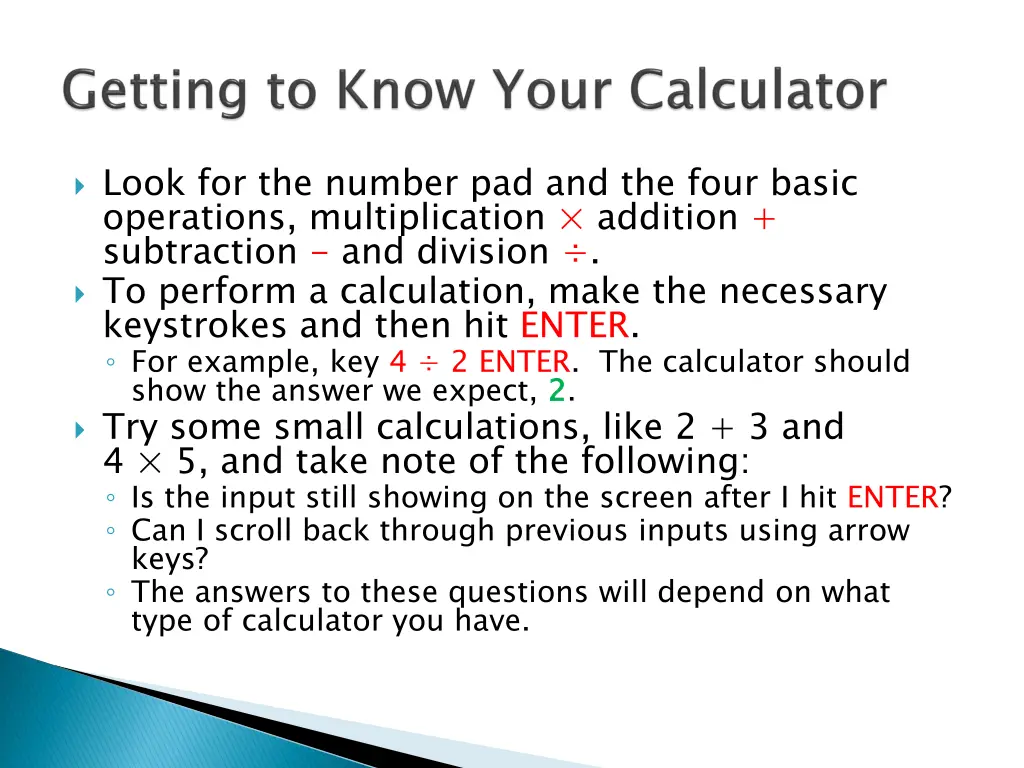 look for the number pad and the four basic