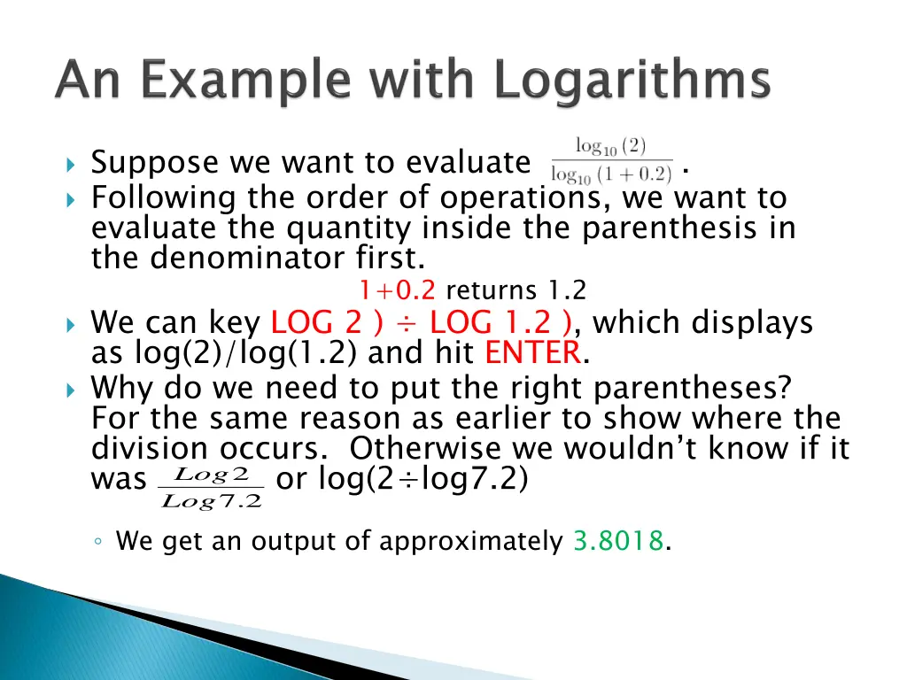 suppose we want to evaluate following the order
