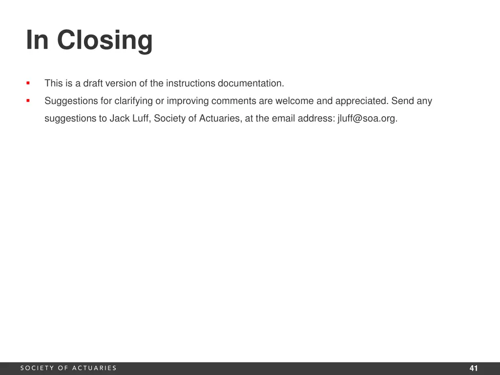 in closing