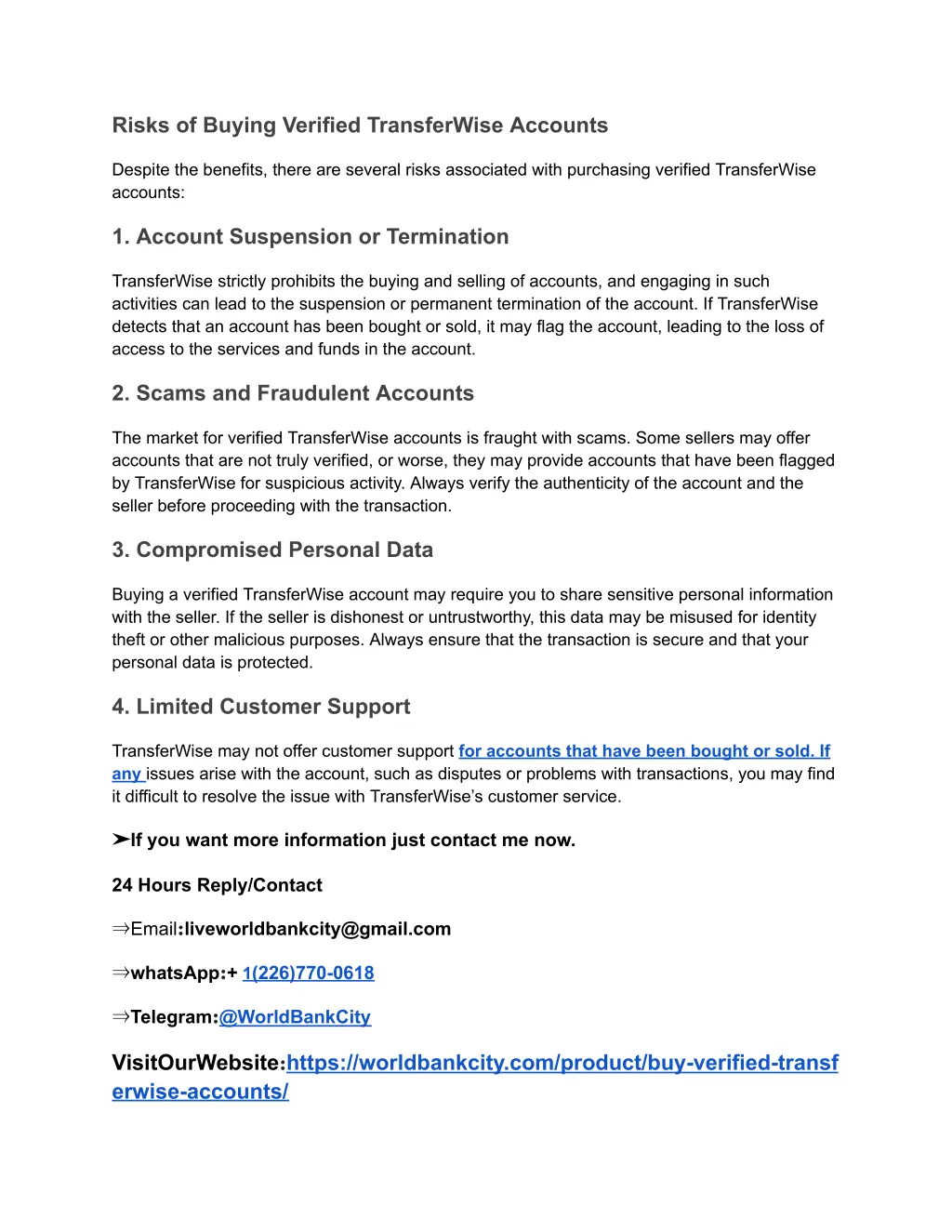 risks of buying verified transferwise accounts
