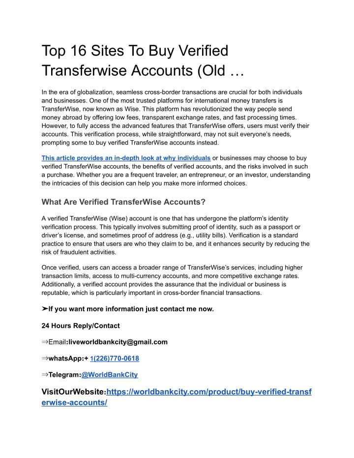 top 16 sites to buy verified transferwise