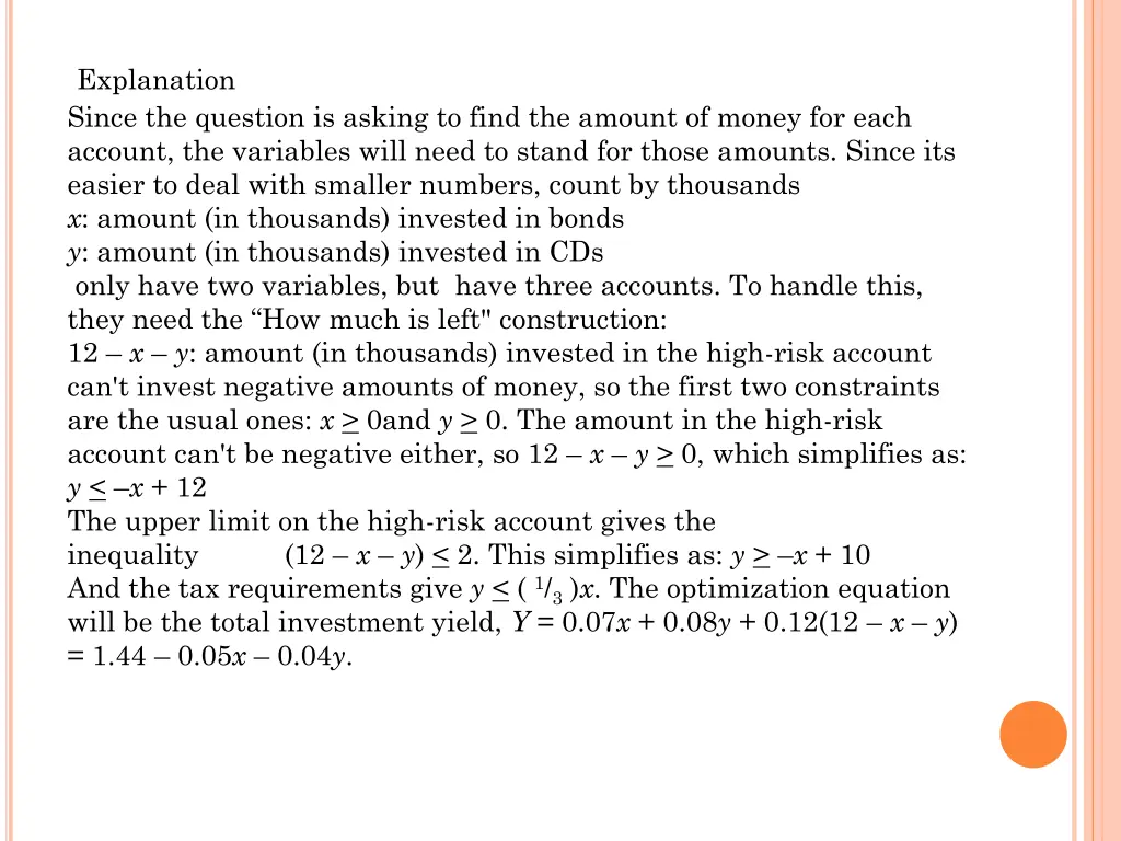 explanation since the question is asking to find