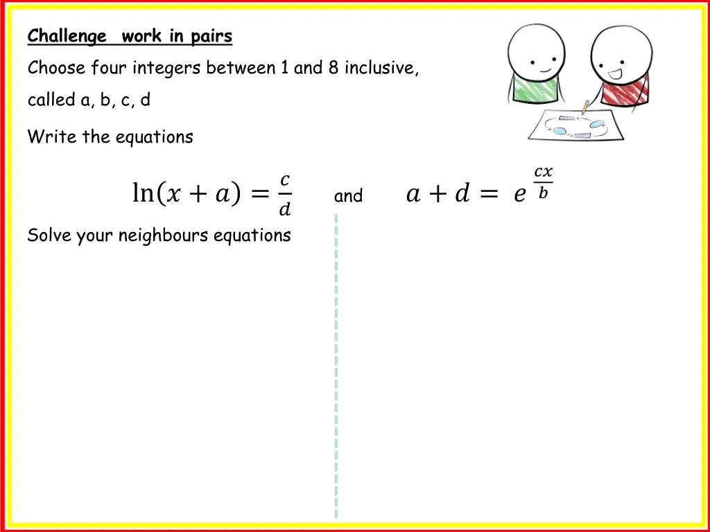 challenge work in pairs choose four integers