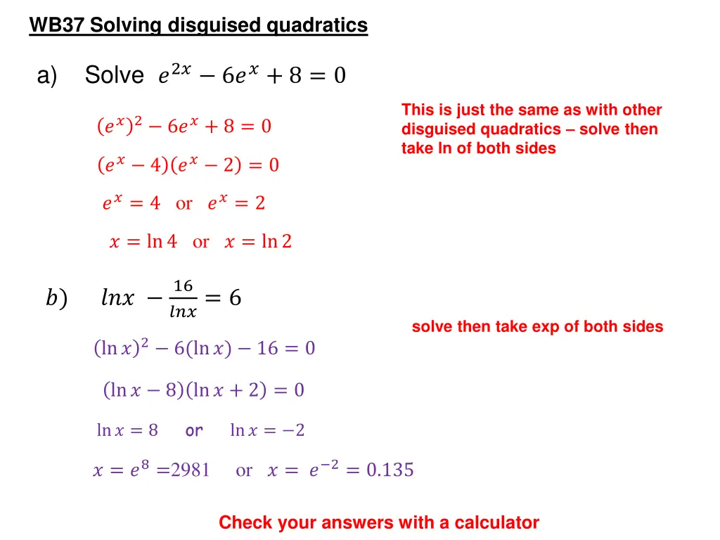 wb37 solving disguised quadratics