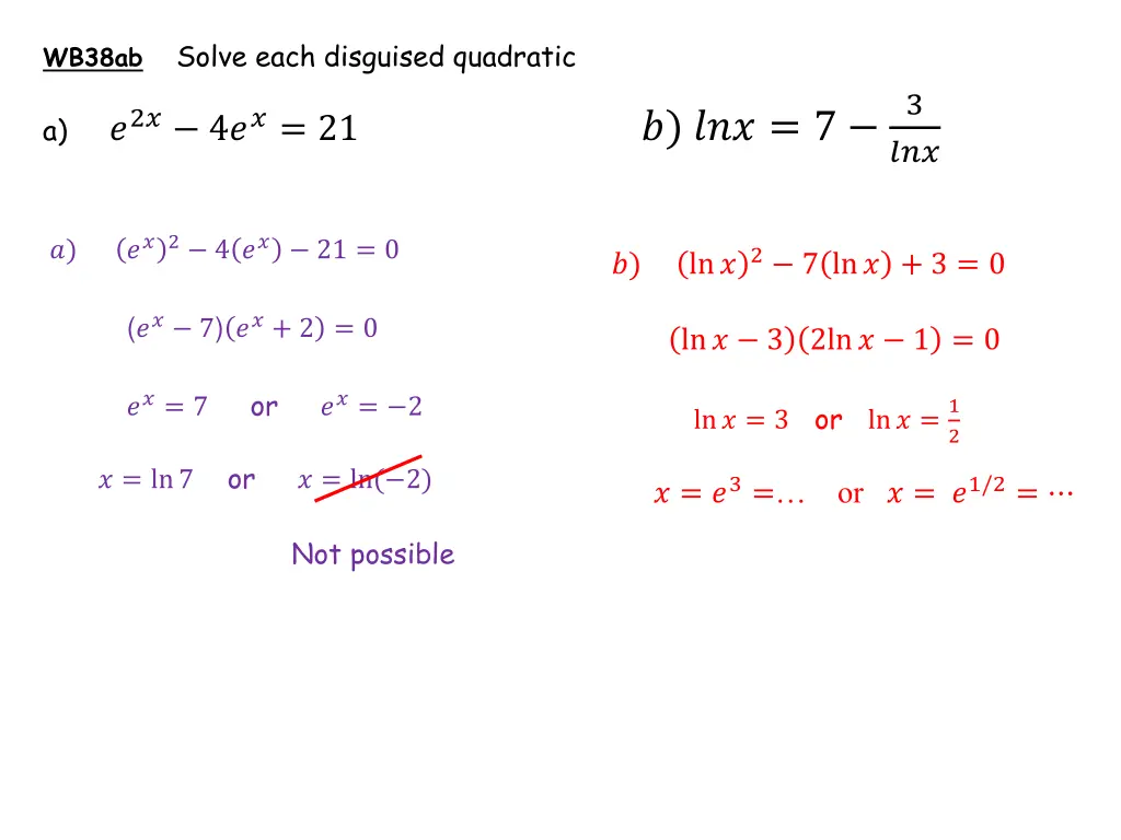 wb38ab solve each disguised quadratic